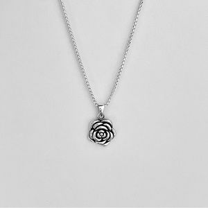 Sterling Silver Rose Necklace, Flower Necklace, Silver Chain, Love Necklaces